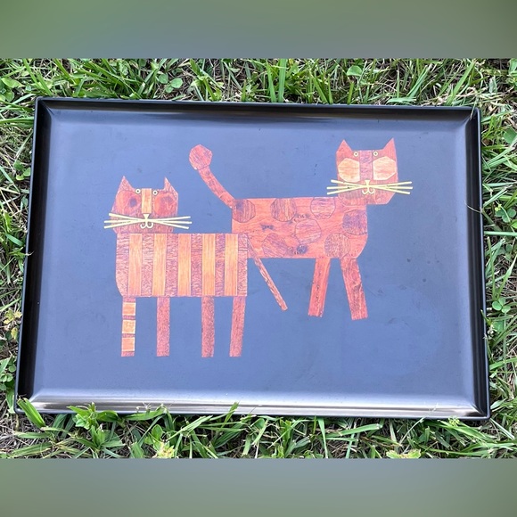 COUROC CATS 🐈🐈 Vintage Handcrafted 1960’s Serving Tray - Picture 2 of 16